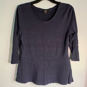 Mid-Sleeve Blue Peplum Top